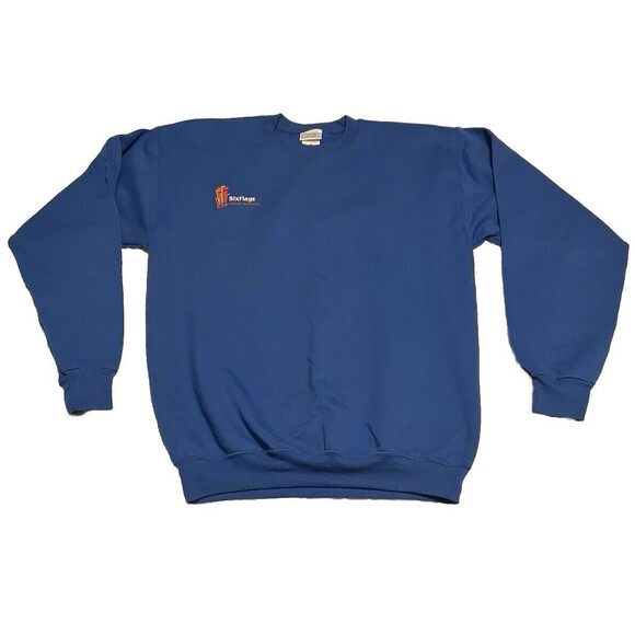 Vintage Six Flags Theme Park USA Cotton Pullover Crewneck Sweatshirt Medium - Picture 1 of 4
